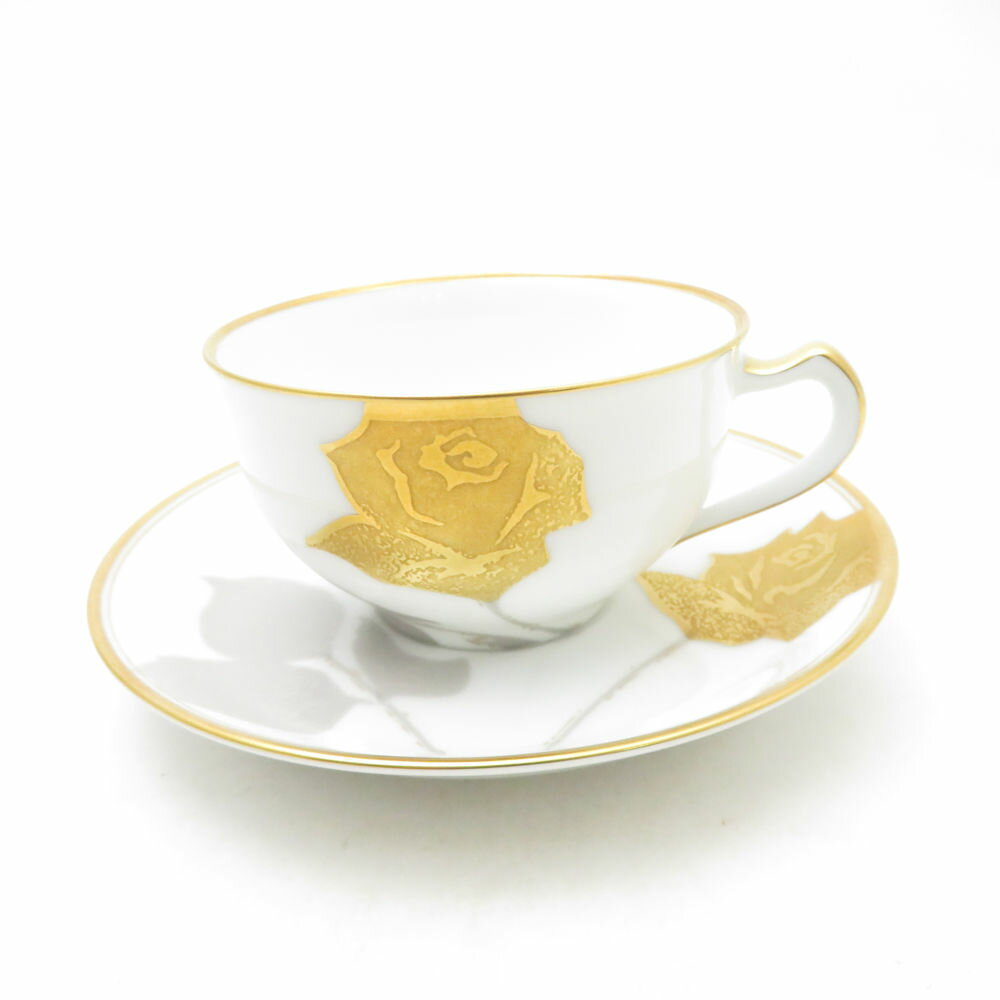 Rakuten - 美品 OKURA 大倉陶園 金蝕バラ カップ＆ソーサー ティー・コーヒー兼用 薔薇 ローズ 金彩 SC10837A3 【中古】