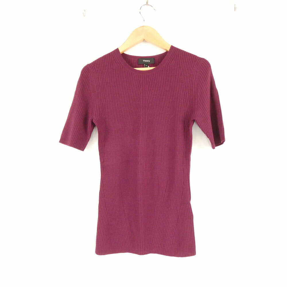 Rakuten - 美品 Theory セオリー 01-9301732 リブニットカットソー S ウール100％ 半袖 レディース AO3794A88 【中古】