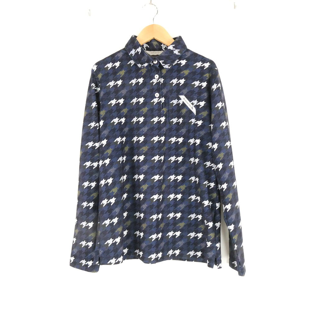 美品 adabat アダバット シャツ 40 ポリエステル他 長袖 襟付き 千鳥格子…
