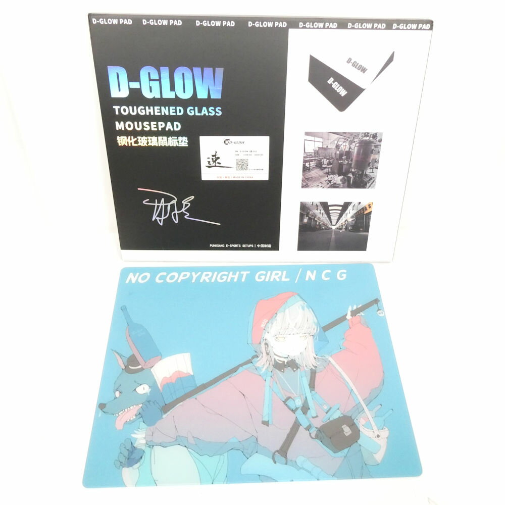 美品 D-GLOW 速 TOUGHENED GLASS MOUSEPAD NO COPYRIGHT GIRL/NCG ゲーミング ガラスマウスパッド 400×500mm ノーコピーライトガール FPS PC HU1746 【中古】