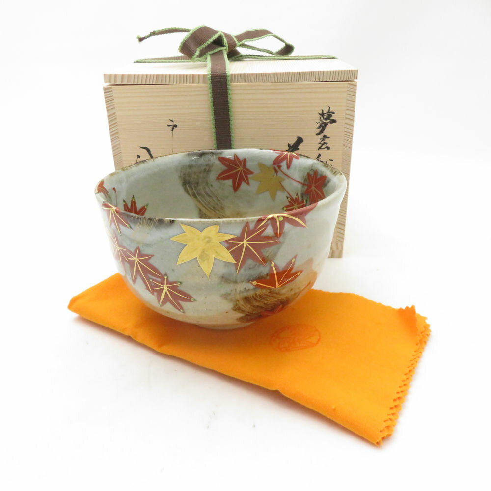 Rakuten - 未使用 京焼 八幡 夢玄紅葉 抹茶茶碗 清水焼 朱 金 秋 茶道具 和食器 伝統工芸 SU13822B1 【中古】