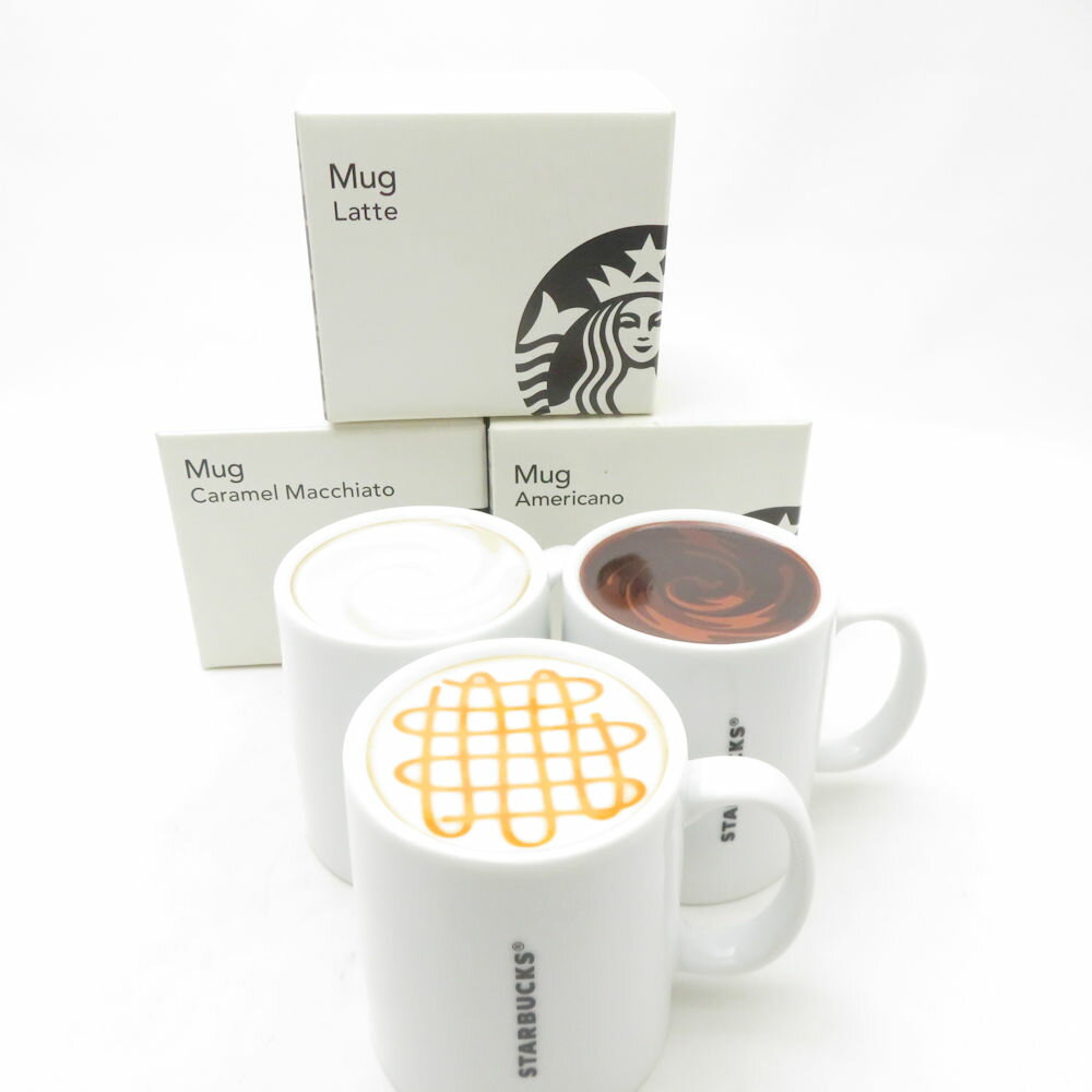 乐天商城 - 未使用 STARBUCKS スターバックス マグ ラテ アメリカーノ キャラメルマキアート マグカップ 3点 セット nendo SM5068E2 【中古】