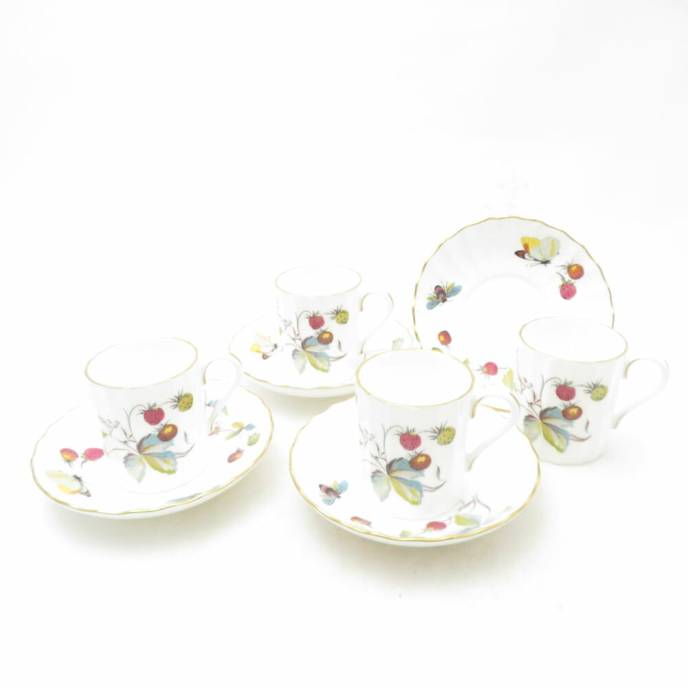 Rakuten - 美品 ROYAL WORCESTER ロイヤルウースター ストロベリーフェア デミタスカップ＆ソーサー 4客 セット 金彩 コーヒー 珈琲 SU13856E2 【中古】