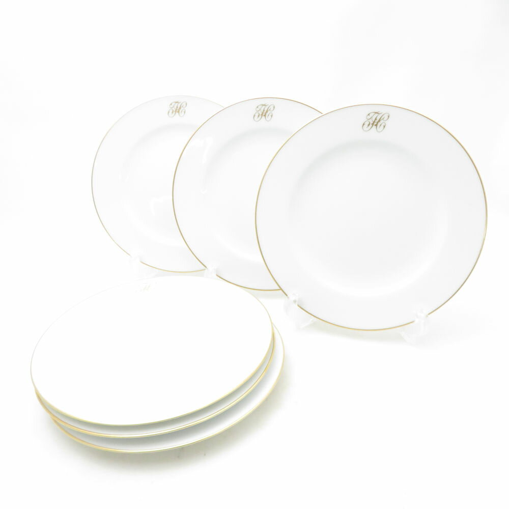 Rakuten - 美品 OKURA 大倉陶園 ゴールドライン リムシェープ デザート皿 6枚 セット 20cmプレート 中皿 ケーキ SM5123U2 【中古】
