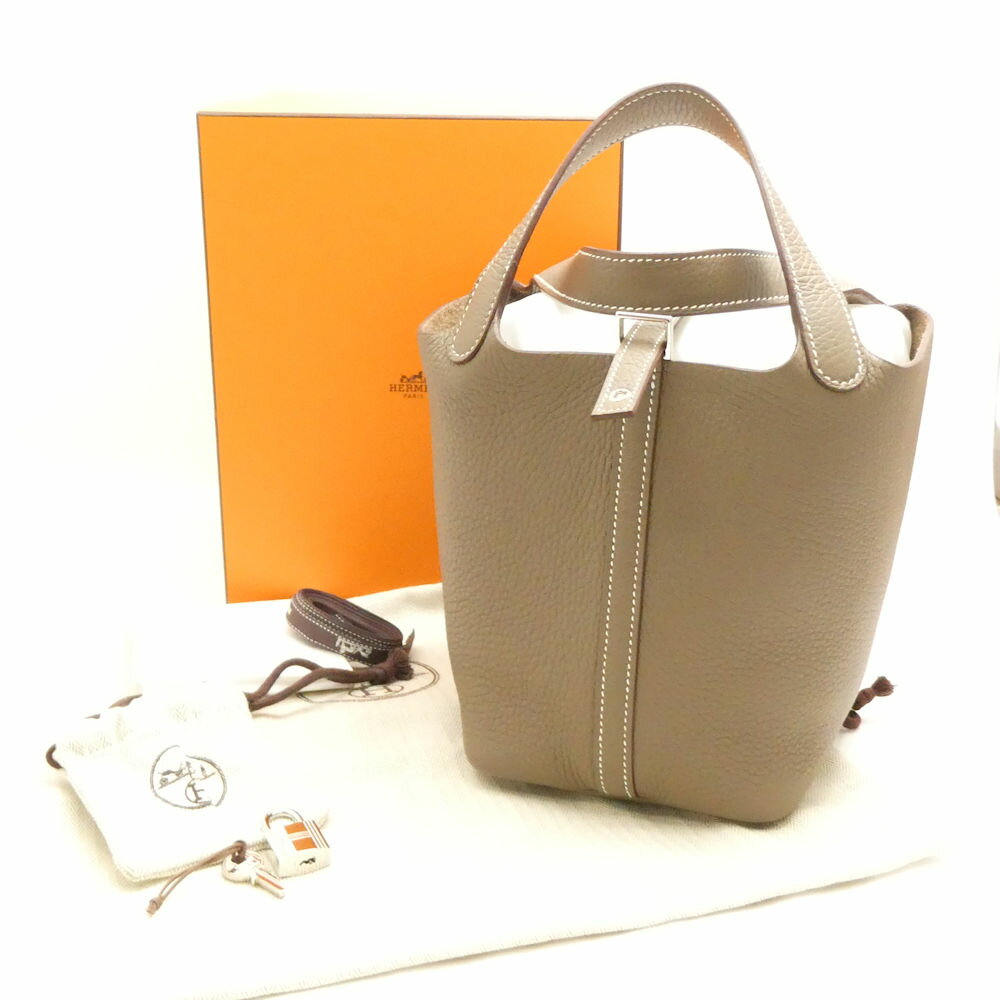 Rakuten - 未使用 HERMES エルメス ピコタンロック PM トリヨンクレマンス ハンドバッグ 2024年 W刻印 エトゥープ シルバー金具 レディース AC1790W3 【中古】
