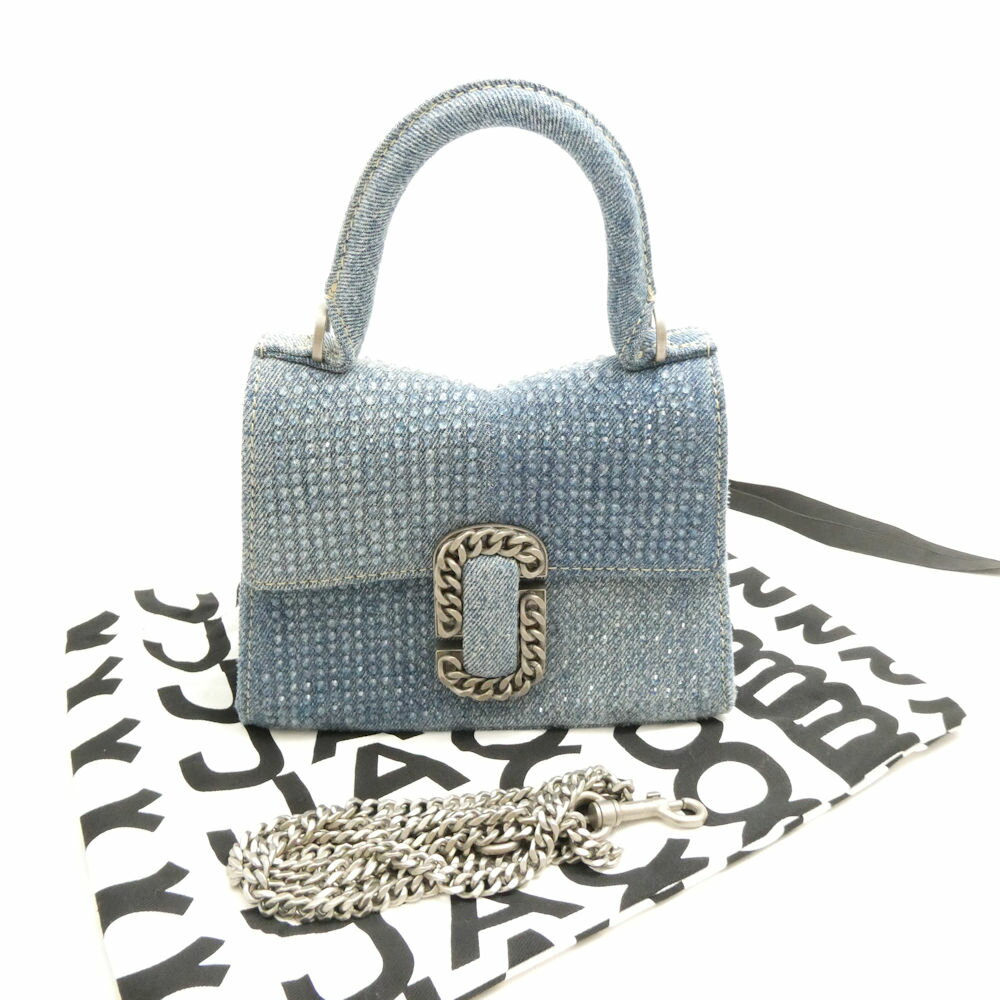 MARC JACOBS - 美品 MARC JACOBS マークジェイコブス ザ クリスタル デニム セント マーク トップ ハンドル ミニ 2WAYバッグ ハンド ショルダー レディース AM8595 【中古】