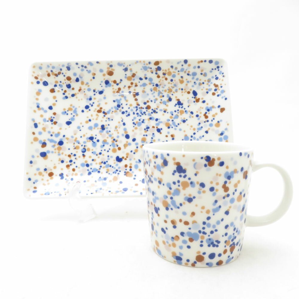 iittala イッタラ ヘレ スクエアプレート マグカップ 2点 セット 長方形皿 ドット柄 北欧 SO3880L1 【中古】