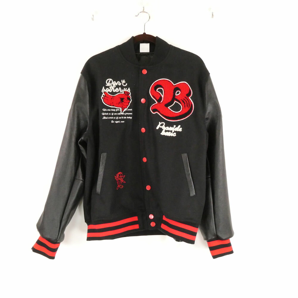 美品 Birdog バードック BITE THE BULLET コムドット スタジャン L ウール、ポリエステル レザースタジアムジャケット 完全受注生産 メ..