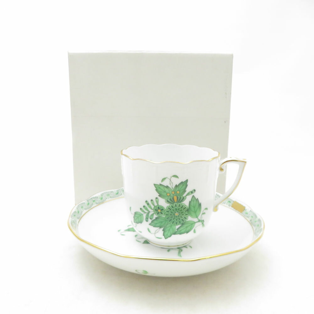 樂天商城 - 未使用 Herend ヘレンド アポニーグリーン AV 707 モカカップ＆ソーサー 1客 コーヒー 金彩 テーブルウェア ハンガリー SU13791U2 【中古】