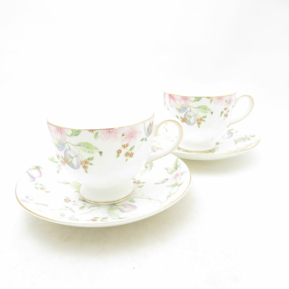 樂天商城 - 美品 WEDGWOOD ウェッジウッド スウィートプラム ティーカップ＆ソーサー 2客 ペア リー 花柄 SC11004U1 【中古】