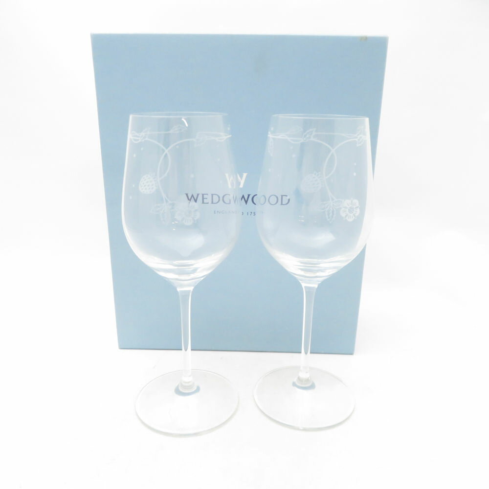 未使用 WEDGWOOD ウェッジウッド ワイルドストロベリー ワイングラス 2客 ペア H20cm SC10888F2 【中古】