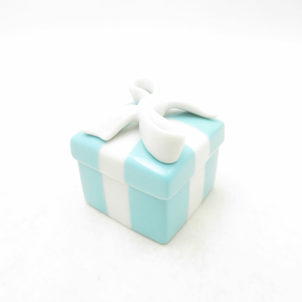 ティファニージュエリーケース ボウボックス ラージ リボンティファニーブルー陶器 TIFFANY&Co ティファニー小物入れ ブルーボウボックス希少 ラージ