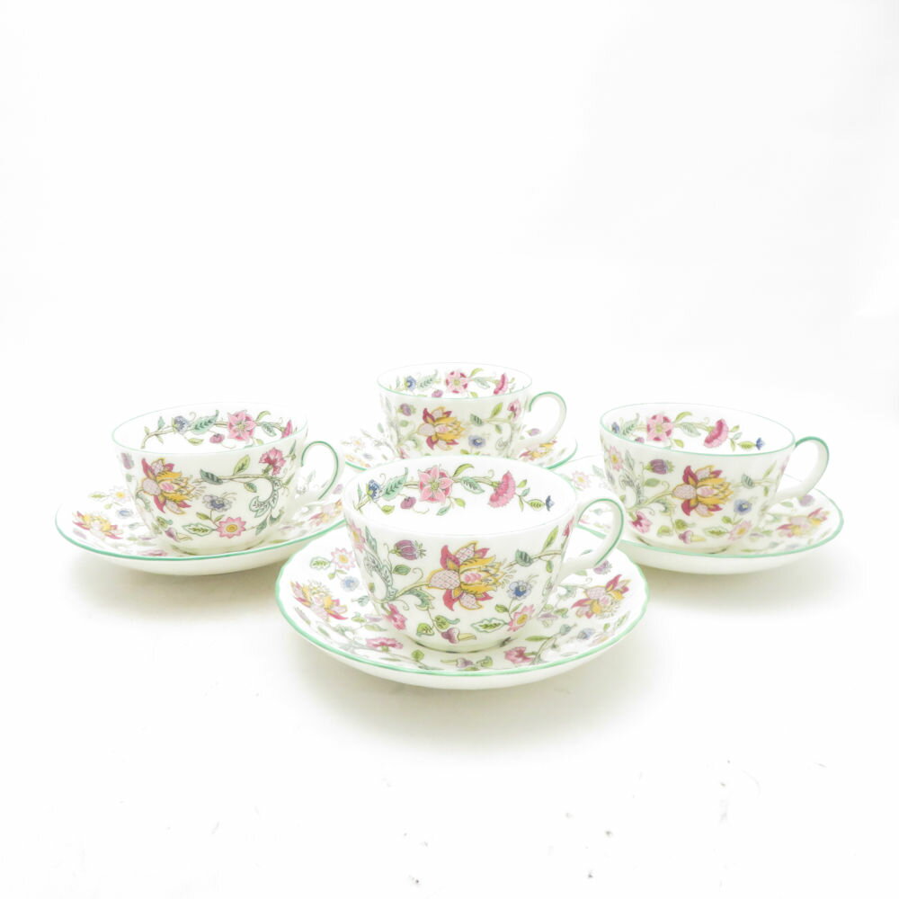 MINTON ミントン ハドンホール ティーカップ＆ソーサー 4客 セット 花柄 SC11022F1 【中古】