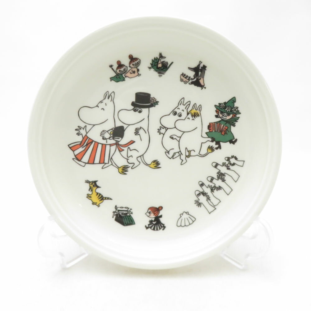 美品 ARABIA アラビア ムーミン ハッピーファミリー チルドレンプレート 北欧 王冠 旧ロゴ 18cmプレート 中皿 SM5182F2 【中古】