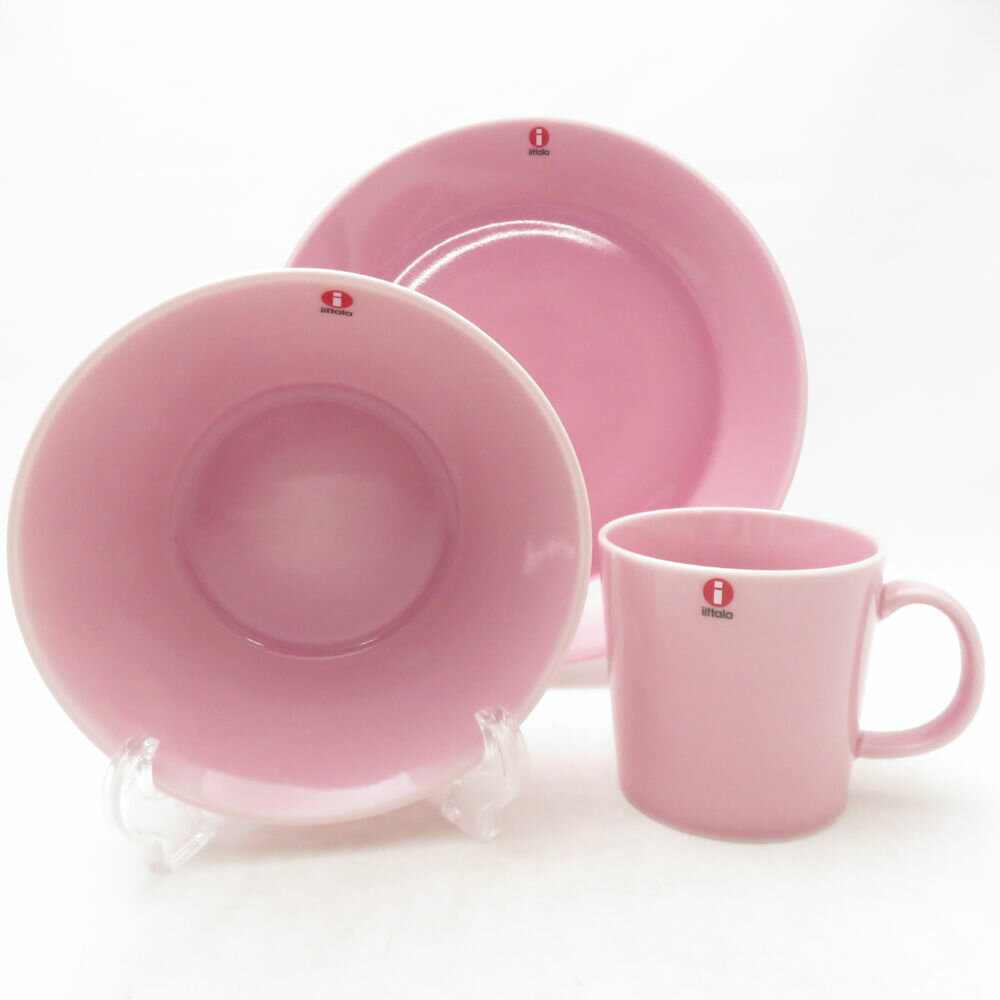 未使用 iittala イッタラ ティーマ マグカップ ボウル 中皿 3点 セット ローズ 北欧 21cmプレート SM5186F2 【中古】