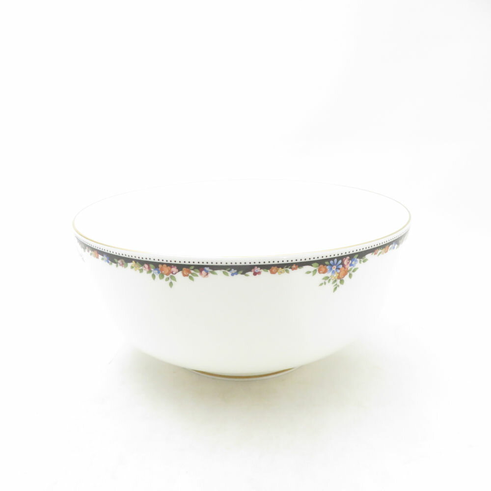 美品 WEDGWOOD ウェッジウッド オズボーン ボウル サラダ マルチ 深皿 鉢 金彩 黒壺 英国 SU14034T1 【中古】