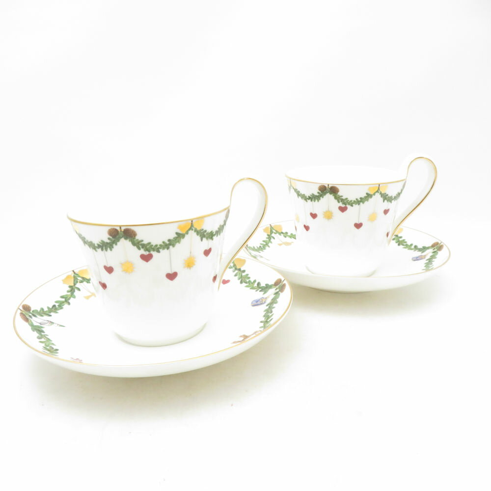 Rakuten - 美品 ROYAL COPENHAGEN ロイヤルコペンハーゲン スターフルーテッド 2503091 ティーカップ＆ソーサー 2客 ペア ハイハンドル クリスマス SU14084G1 【中古】