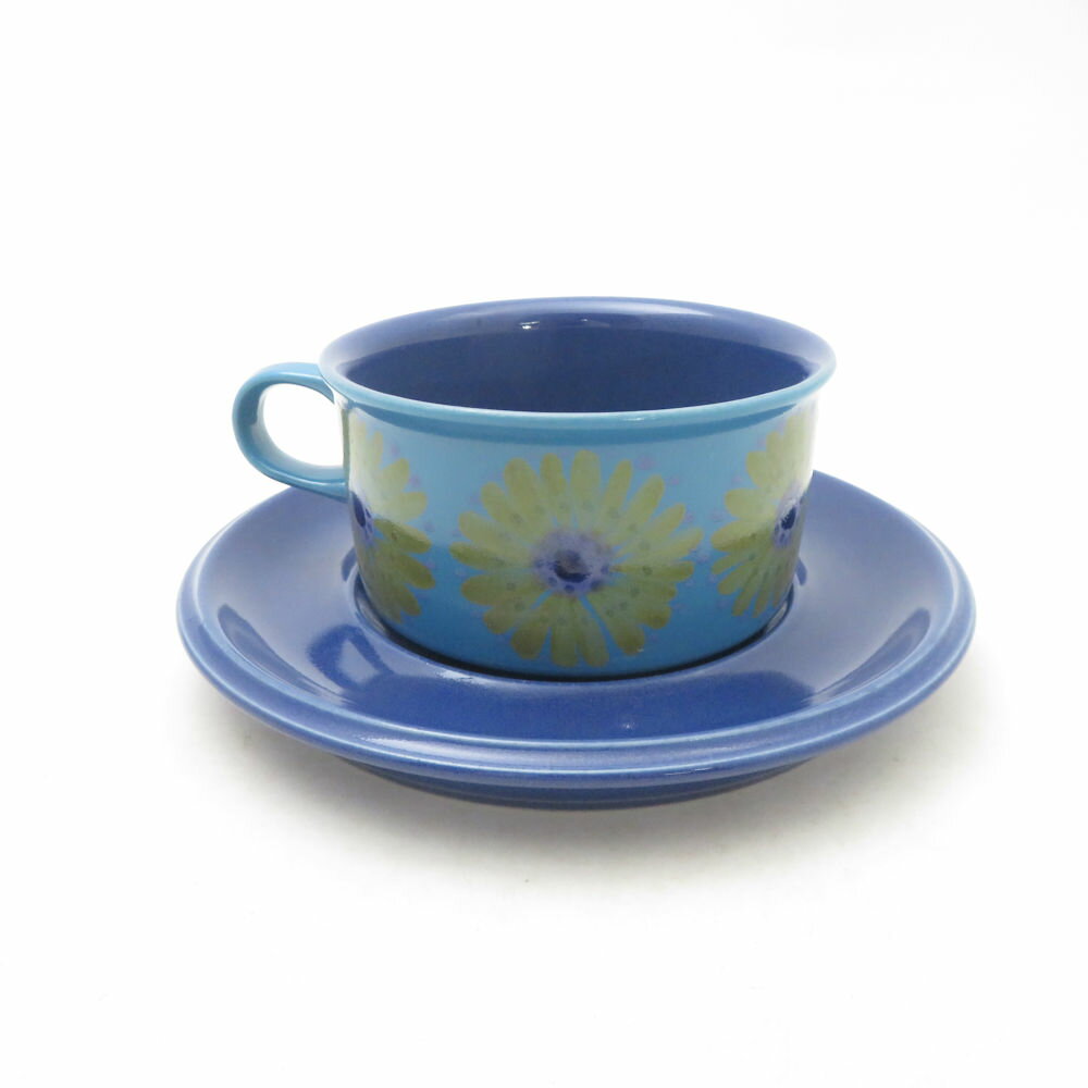 乐天商城 - 美品 ARABIA アラビア HLA Hilkka Liisa Ahola ヒルッカ リーサ アホラ ティーカップ＆ソーサー 北欧 ターコイズ 希少 SM5157E2 【中古】