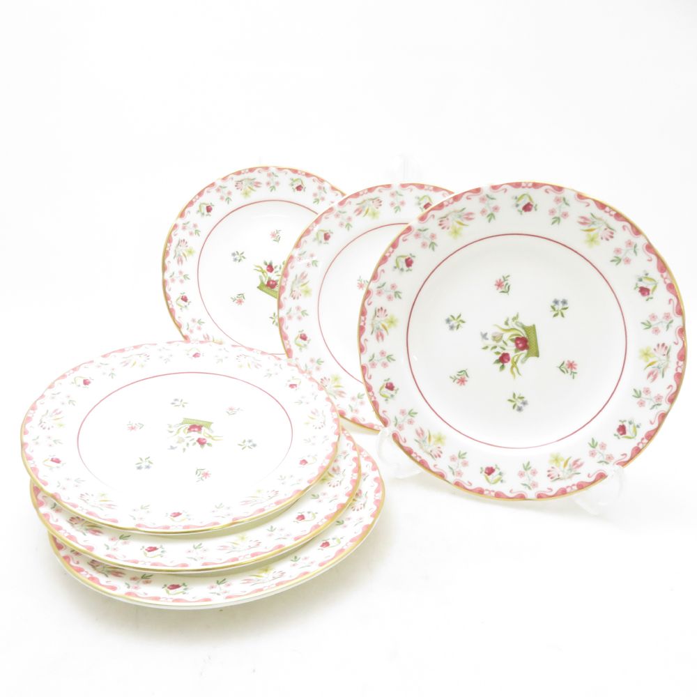 WEDGWOOD ウェッジウッド ビアンカ 中皿 6枚 セット 15cmプレート 花柄 旧刻印 黒壺 SC10951H2 【中古】