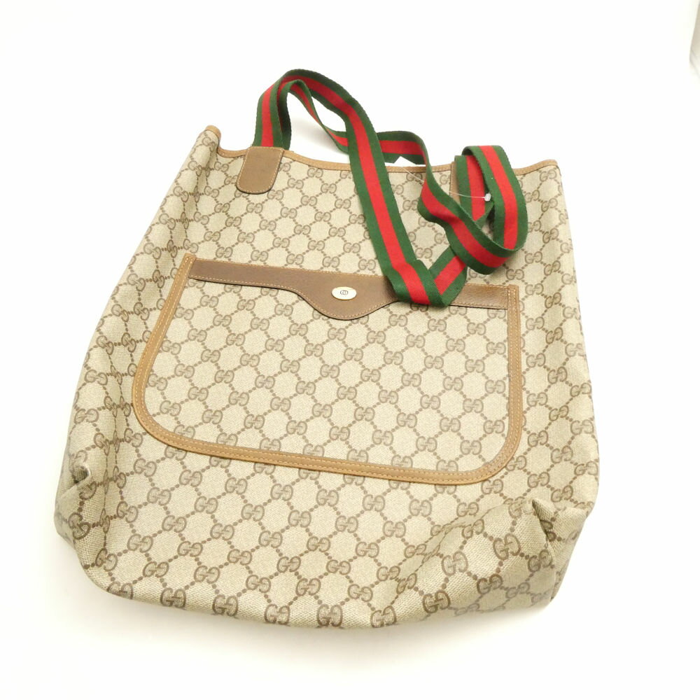 GUCCI グッチ オールドグッチ シェリーライン GGプラス トートバッグ ハンドバッグ コーティングキャンバス 鞄 AD1787 【中古】