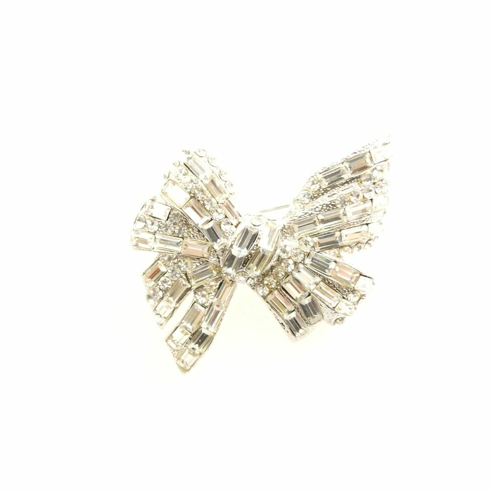 美品 FOXEY BOUTIQUE フォクシー ブローチ 白 シルバー リボン レディース AN3188 【中古】