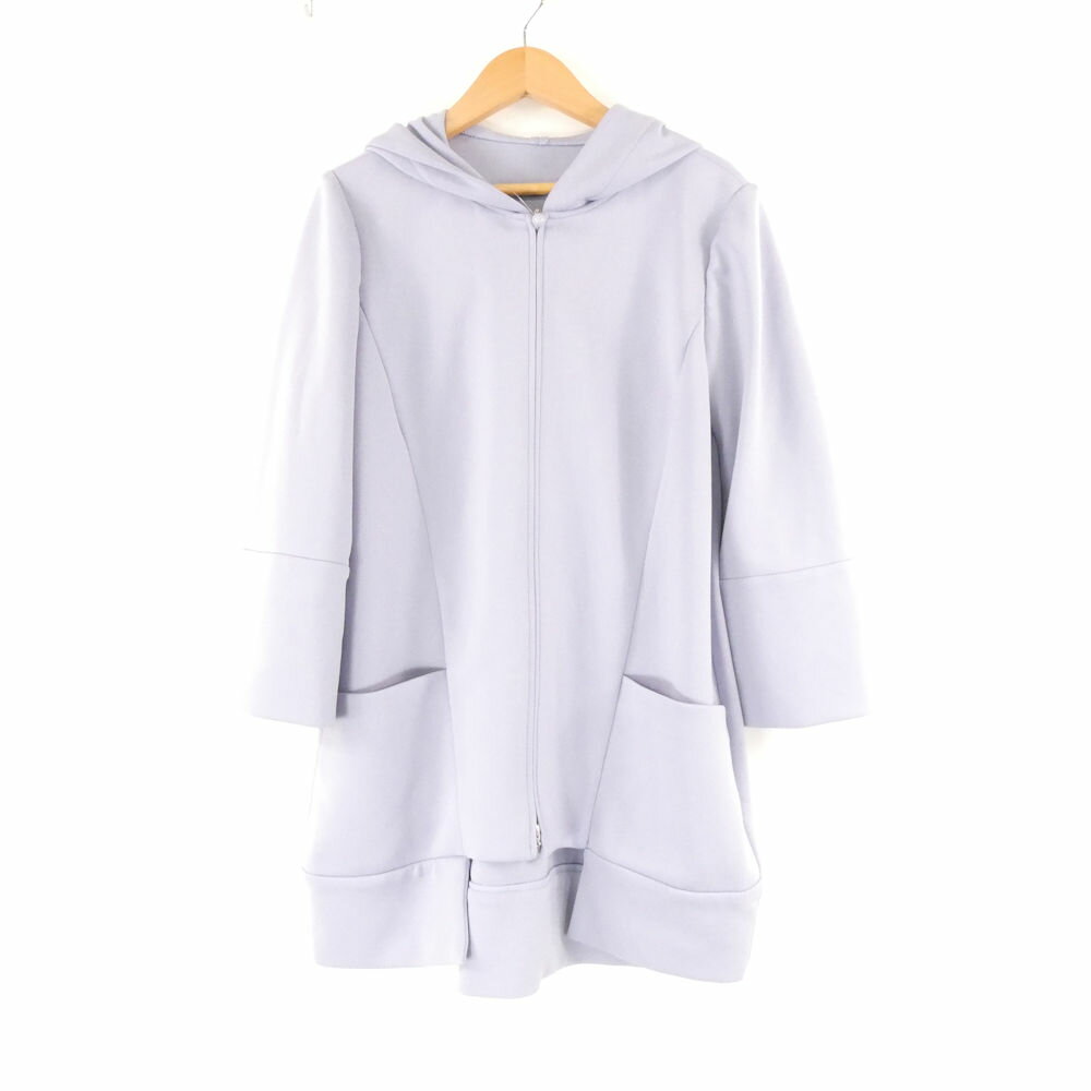 乐天商城 - 美品 Rene basic ルネ 5827020 ジップアップパーカー 32 Mサイズ相当 ポリエステル他 フーディ Wジップ 七分袖 レディース AO4144A8 【中古】