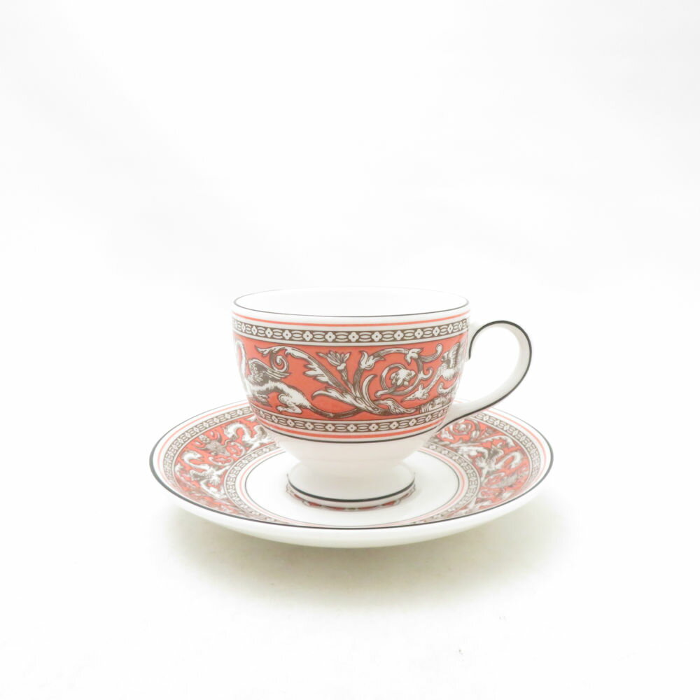 未使用 WEDGWOOD ウェッジウッド フロレンティーン サーモン ティーカップ＆ソーサー リー 200ml 電子レンジ・食洗機可 SC11106G2 【中古】