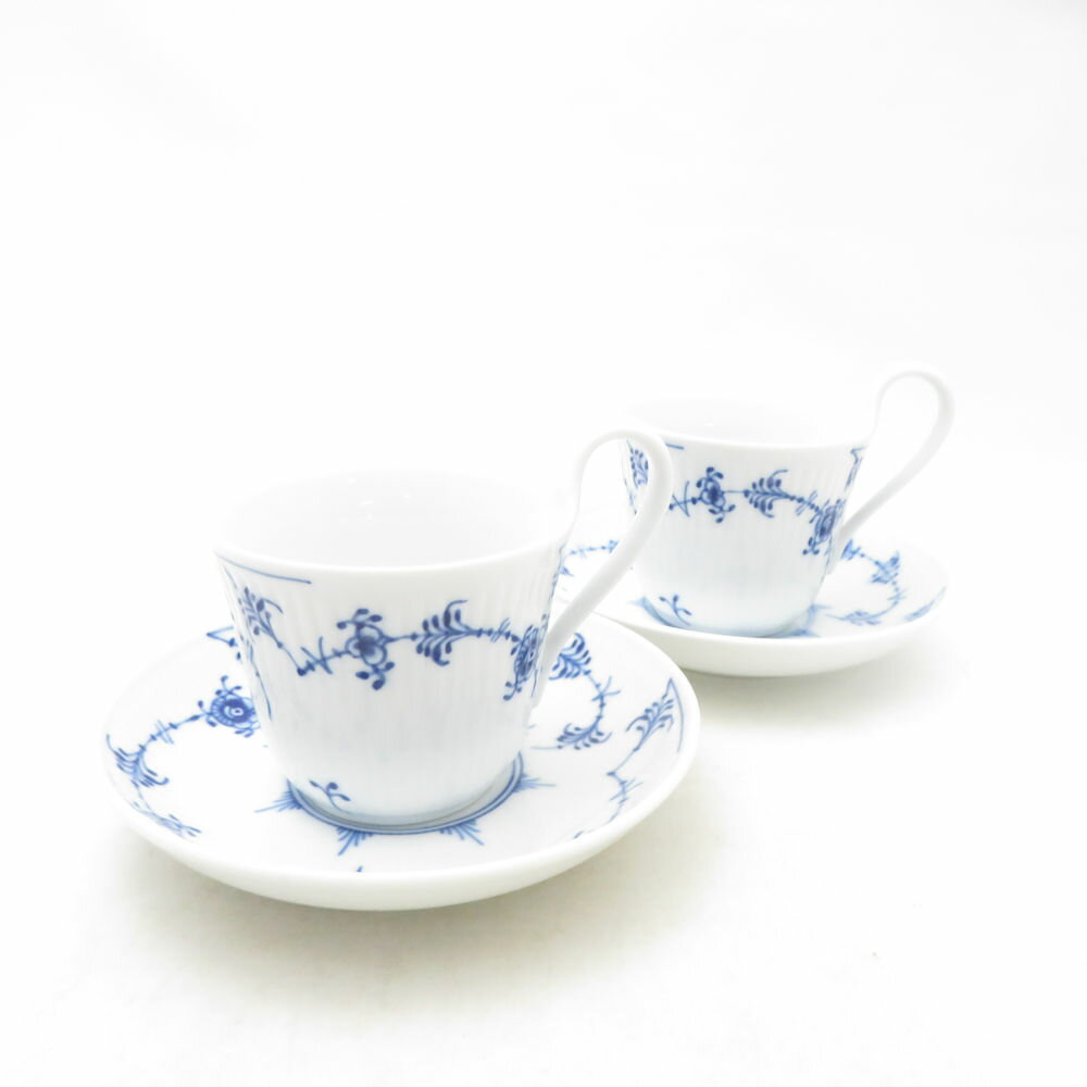 Rakuten - 美品 ROYAL COPENHAGEN ロイヤルコペンハーゲン ブルーコペンハーゲン カップ＆ソーサー 2客 ペア ハイハンドル ティー コーヒー SU14211G2 【中古】
