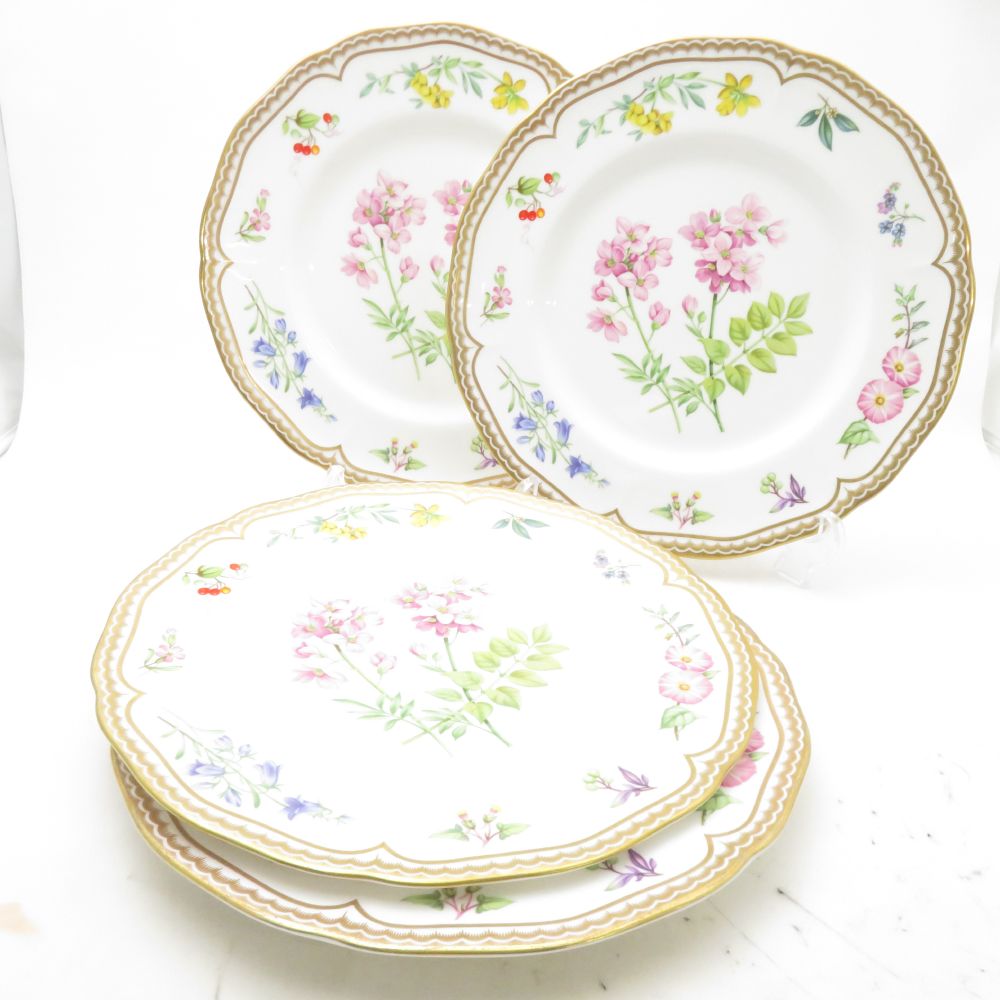 樂天商城 - ROYAL WORCESTER ロイヤルウースター サンドリンガム 大皿 4枚 27cmプレートセット ディナー 金彩 花 英国 SU14175B2 【中古】