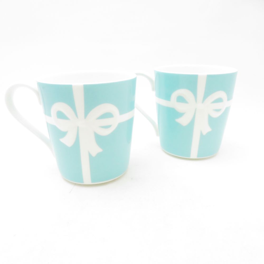 美品 TIFFANY＆Co. ティファニー ブルーボックス マグカップ 2点 ペア ティー コーヒー テーブルウェア SU14202B2 【中古】