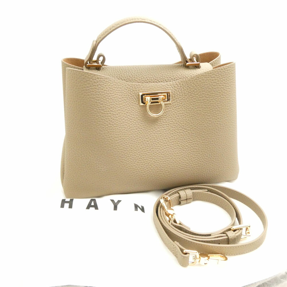 Rakuten - 美品 HAYNI. ヘイニ Baby Marollet ベイビーマロエ ハンドバッグ レザー グレージュ ゴールド金具 2way ショルダー レディース AU4431 【中古】