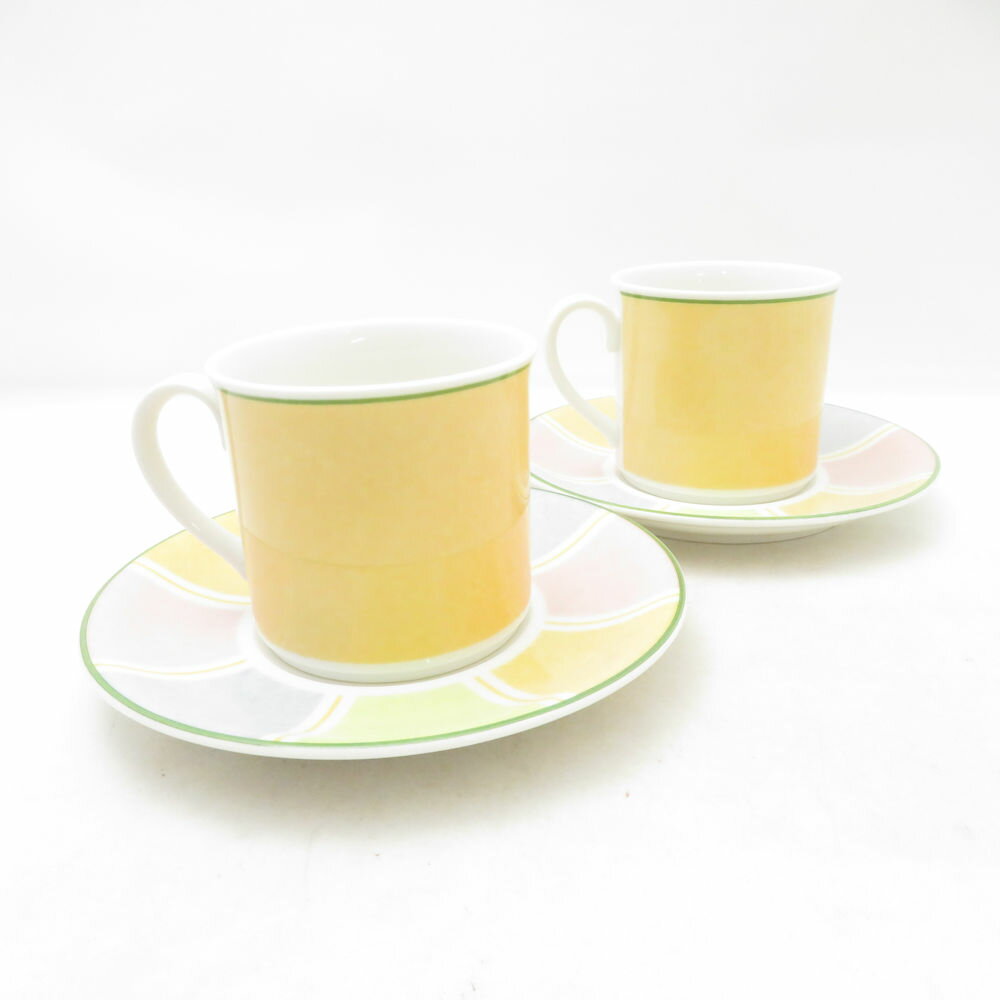 美品 Villeroy&Boch ビレロイ＆ボッホ ツイスト カップ＆ソーサー 2客 ペア デミタス コーヒー SU14256K1 【中古】