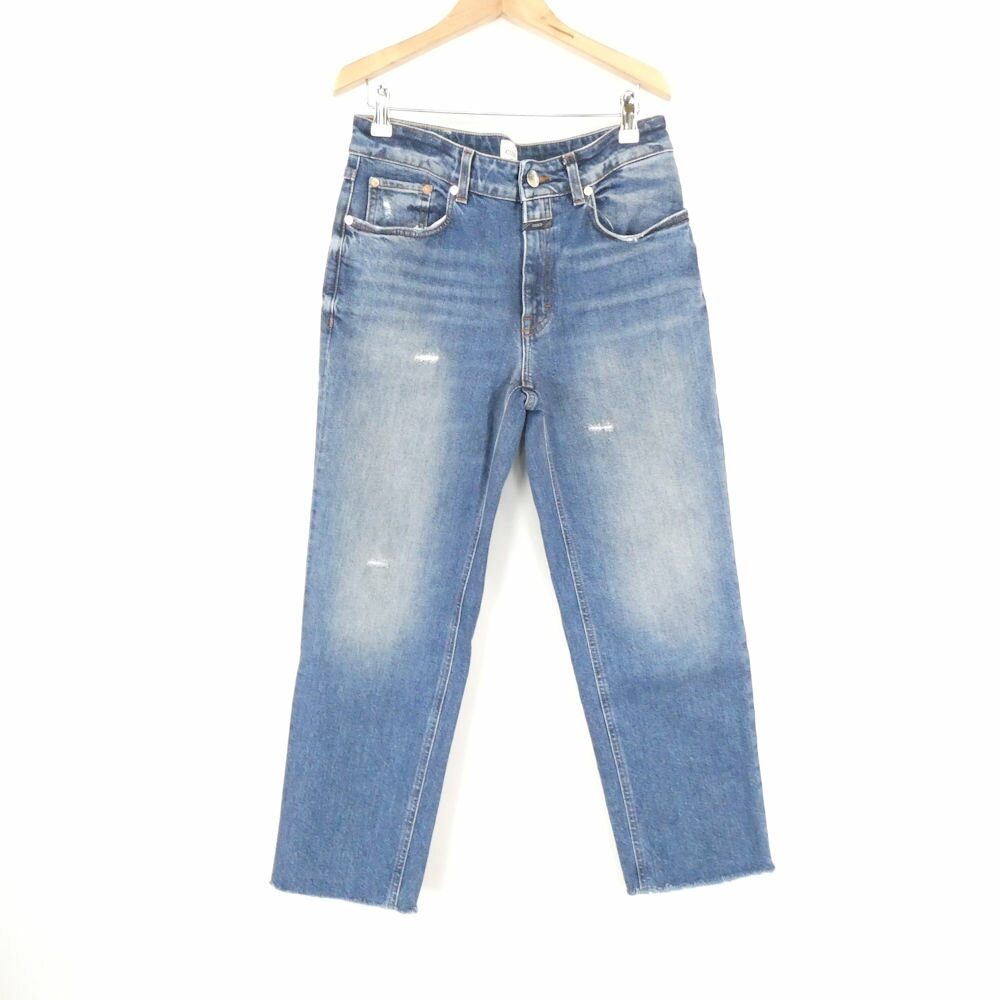 Rakuten - 美品 CLOSED クローズド C21243-056-5N デニムパンツ 27 Lサイズ相当 コットン他 ストレート ダメージ加工 ジーンズ レディース AD1911A89 【中古】