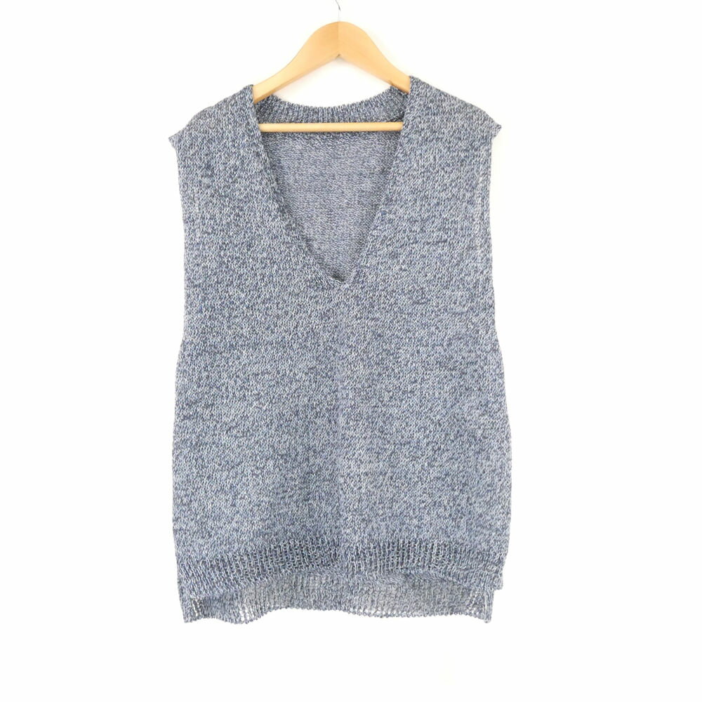 Rakuten - 美品 Gabardine K.T ギャバジンケーティー 72-34IC09 ミックスカラーリネンコード ニットベスト 9 Mサイズ相当 リネン100％ スリット レディース AD1945A95 【中古】