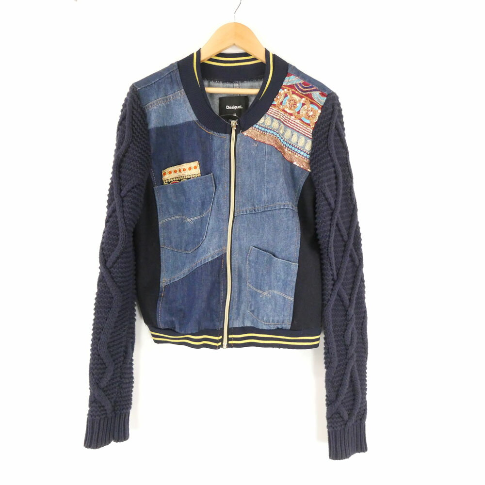 Rakuten - Desigual デシグアル ブルゾン 38 コットン 他 デニム ニット 刺繍 スパンコール 装飾 レディース AM8853A92 【中古】