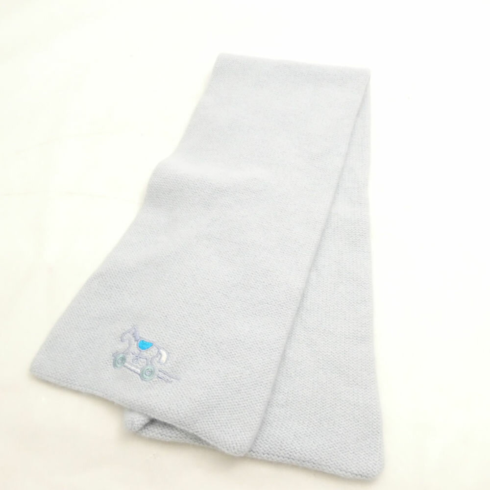 Rakuten - 美品 HERMES エルメス マフラー シルク ニット ベビー 水色 AN3289A87 【中古】
