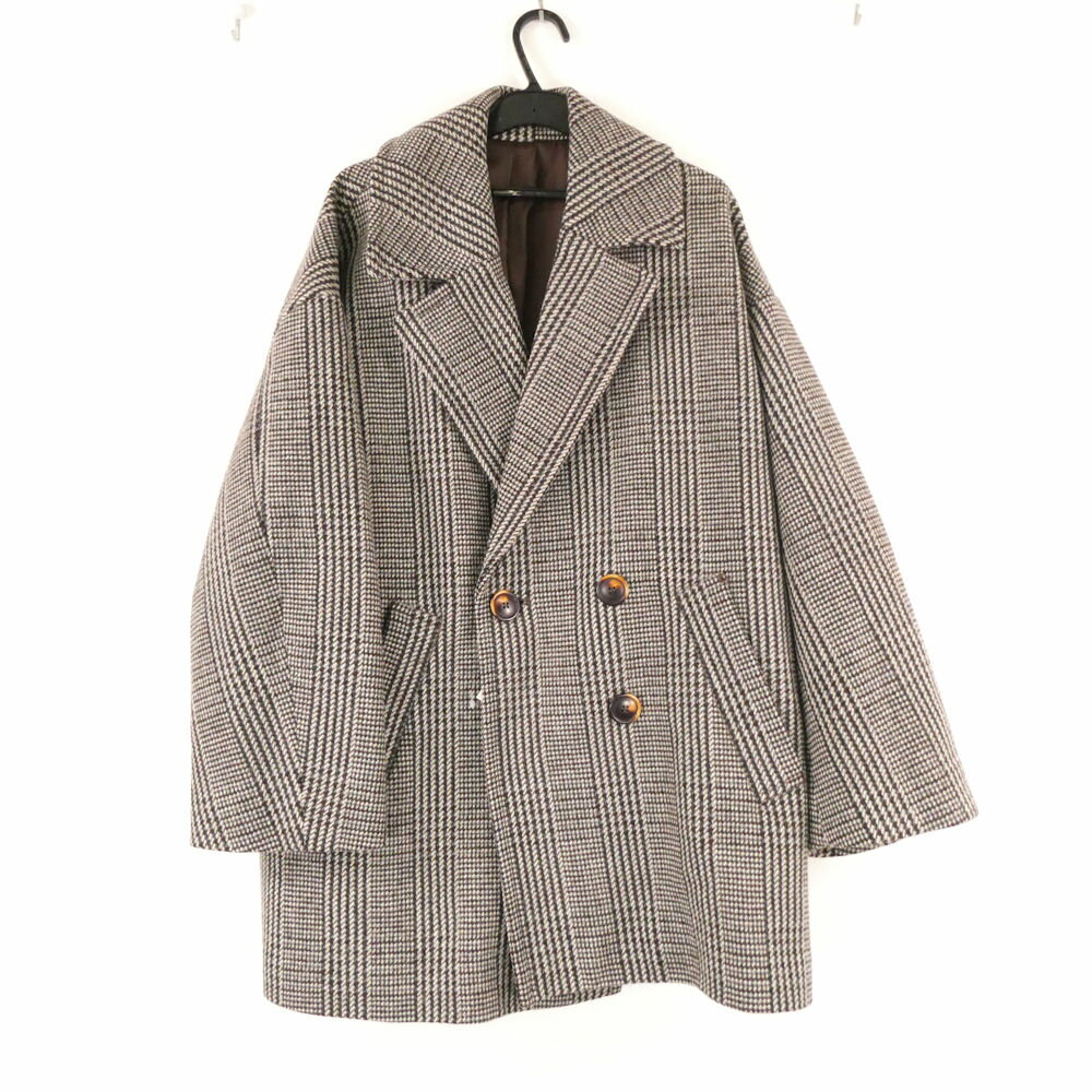 乐天商城 - 美品 JOURNAL STANDARD relume ジャーナルスタンダード レリューム 18020462500030 ダブルカラーチェックコート 36 ウール他 レディース AO4202B6 【中古】