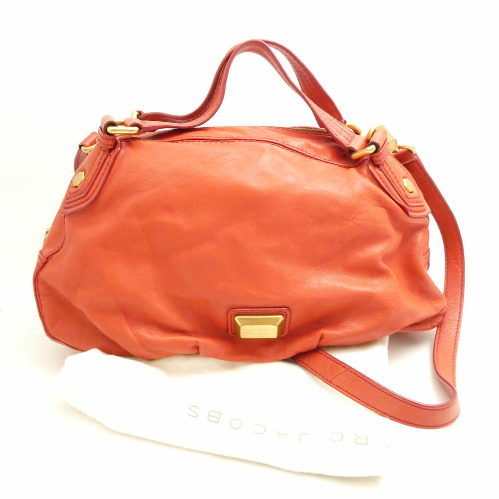 Rakuten - MARC BY MARC JACOBS マークバイマークジェイコブス ハンドバッグ ラムレザー 2WAYショルダー ゴールド金具 赤 鞄 かばん レディース AU4446 【中古】