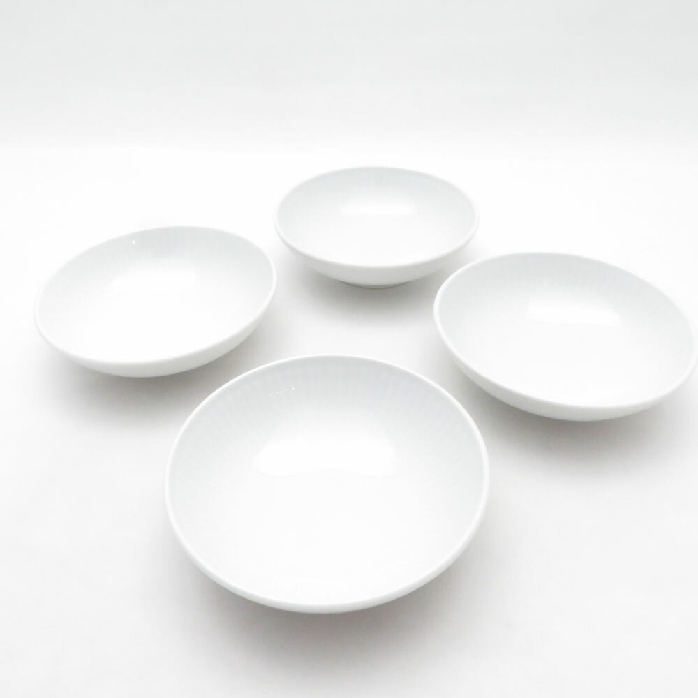 Rakuten - 美品 ROYAL COPENHAGEN ロイヤルコペンハーゲン ホワイトフルーテッド ボウル 4点 セット 9cmプレート 小皿 SU14347L1 【中古】