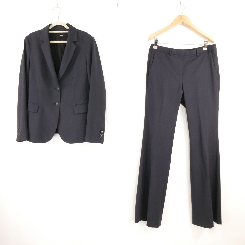 Theory セオリー Traceable Wool Carissa Blaz 3304105 スーツ 4 Lサイズ相当 ウール他 セット パンツ ジャケット フレア 総裏 レディース AD1963 