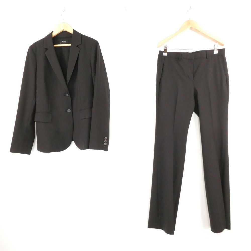 Theory セオリー Traceable Wool Carissa Blaz 3304105 スーツ 4 Lサイズ相当 ウール他 セット パンツ ジャケット フレア 総裏 レディース AD1964 
