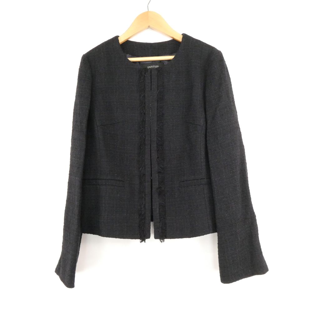 樂天商城 - 未使用 UNTITLED アンタイトル 153-48001 ラメツイード ノーカラージャケット S アクリル他 長袖 494 レディース AO4213A65 【中古】