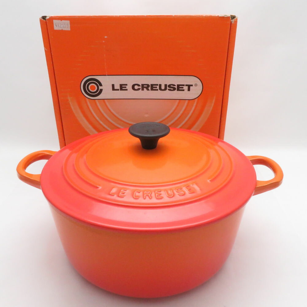 乐天商城 - 美品 Le Creuset ルクルーゼ ココットロンド 両手鍋 22cm 3.5L ホーロー ほうろう SC11158Z 【中古】