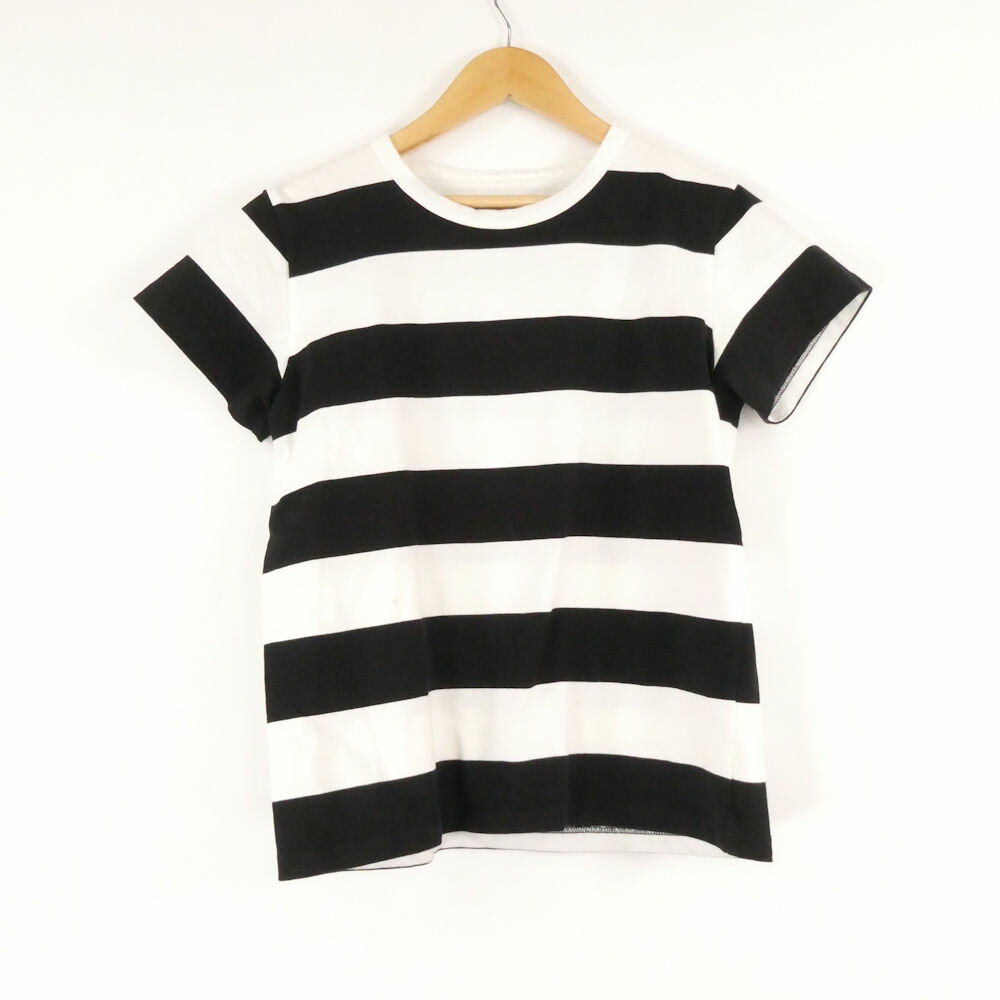 乐天商城 - agnes b. アニエスベー Tシャツ 2 M相当 コットン100% 半袖 白黒 定番 太ボーダー トップス レディース AU4485A95 【中古】