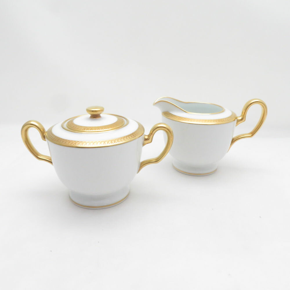樂天商城 - 美品 OKURA 大倉陶園 片葉金蝕 シュガーポット クリーマー 2点 セット 砂糖 クリーム ミルク 金彩 SU14412U1 【中古】