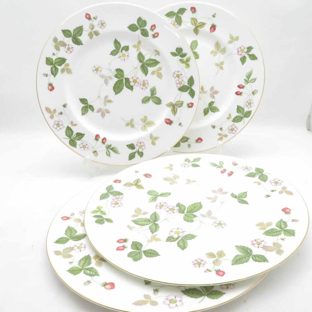 乐天商城 - WEDGWOOD ウェッジウッド ワイルドストロベリー 大皿 4枚 セット 27cmプレート ディナー SM5412X2 【中古】