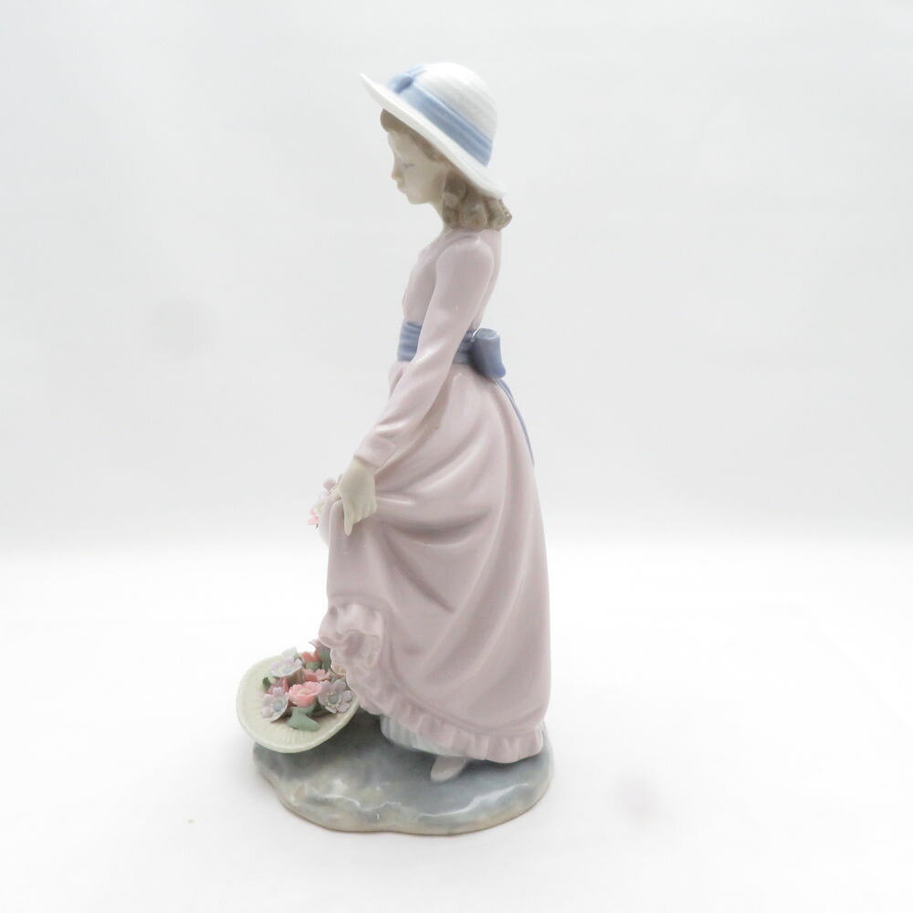 LLADRO リヤドロ 5027 花のバスケット フィギュリン 女の子 置物 インテリア SM5416X2 【中古】 [2]