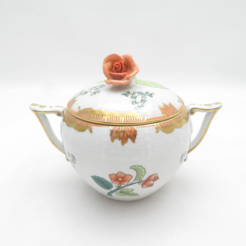 美品 Herend ヘレンド ウィンザーの小枝 WBOS シュガーポット 砂糖入れ バラ 薔薇 SO3970K1 【中古】
