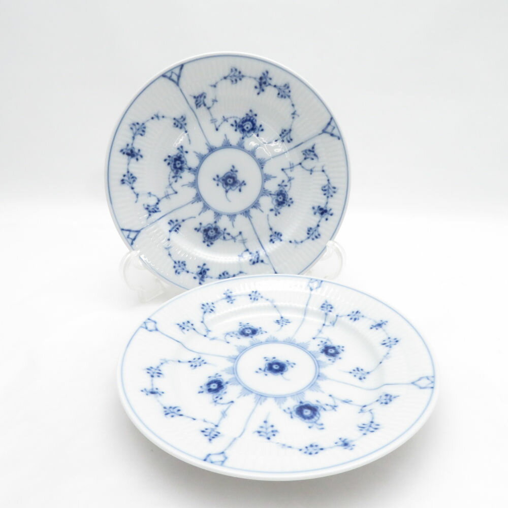 乐天商城 - ROYAL COPENHAGEN ロイヤルコペンハーゲン ブルーフルーテッドプレイン 617 中皿 2枚 ペア 17cmプレート ケーキ デザート パン SU14458C1 【中古】