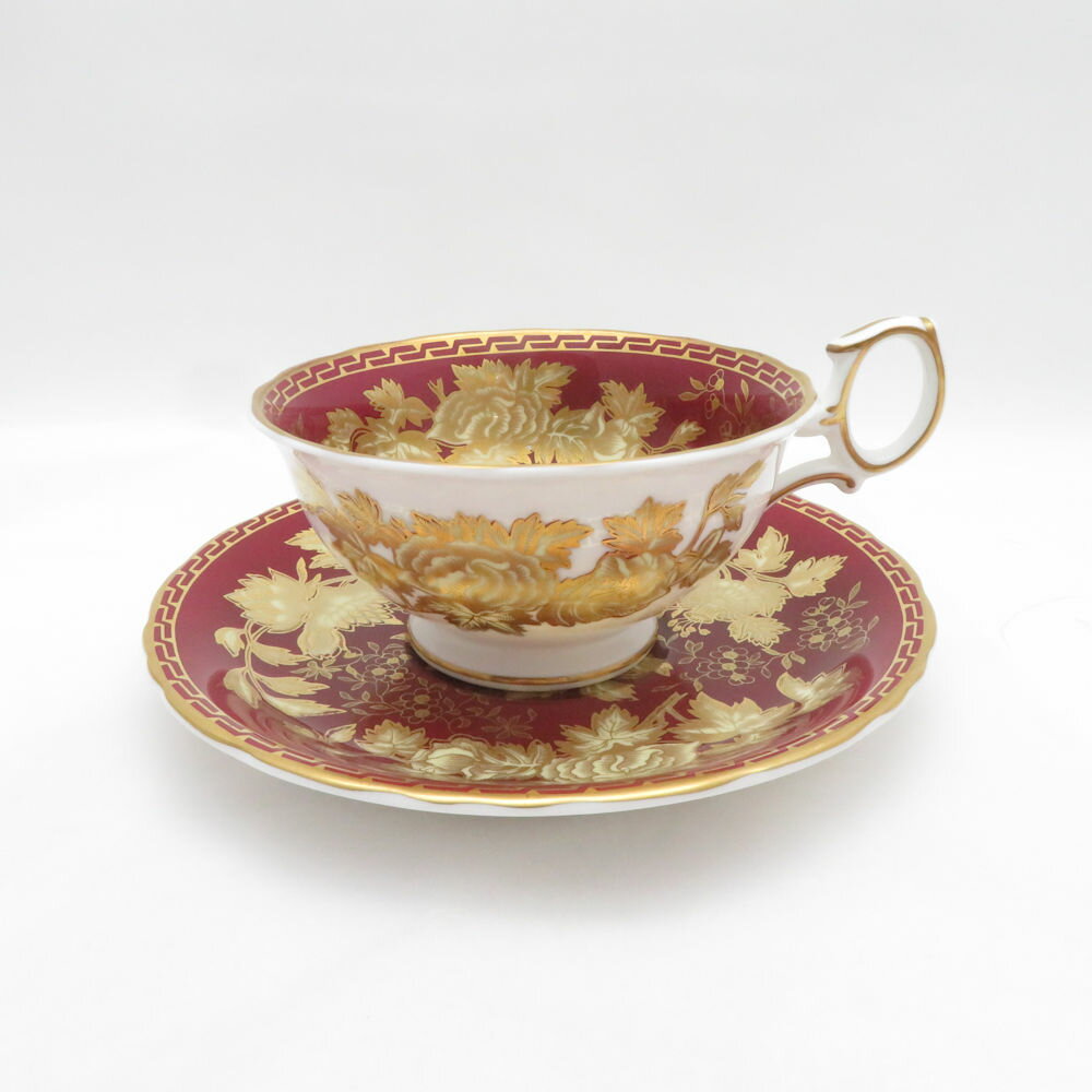 樂天商城 - 美品 WEDGWOOD ウェッジウッド トンキンルビー ティーカップ＆ソーサー ピオニー 金彩 黒壺 英国 SU14459C1 【中古】